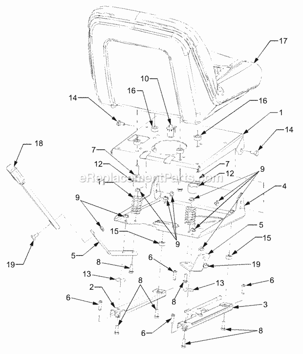 Seat Diagram and Parts List for 5234DL 54AL544-710, 54BL544-710 Cub Cadet Lawn Tractor